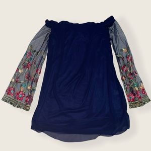 shein blue off shoulder knee length dress